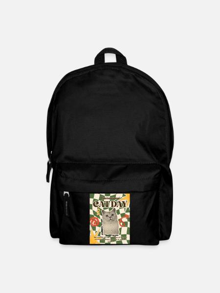 International Cat Day Retro Print - Backpack - black
