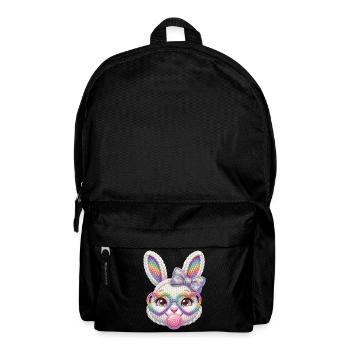 Osterhase Kaugummiblase Herz Brille Regenbogen - Rucksack - Schwarz - Vorne