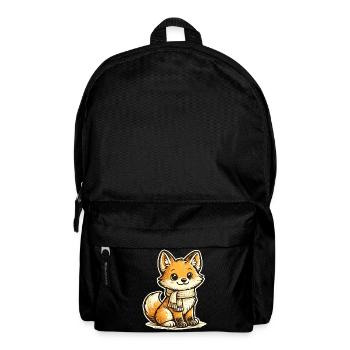 Warming fox with scarf - Backpack - black - Front