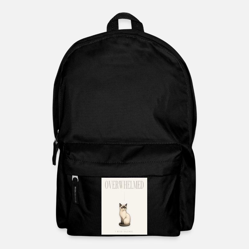OVERWHELMED. Noble Cat Introvert Meme Design - Backpack - black