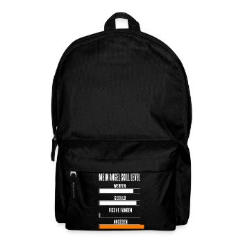 Mein Angel Skill Level Lustiges Angler Motiv mit - Rucksack - Schwarz - Vorne