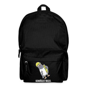 Schräger Vogel – Taube mit Wasserwaage - Rucksack - Schwarz - Vorne