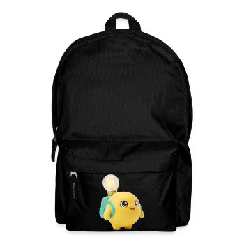 Cute Yellow School Mascot with Lightbulb Planet Ba - Rucksack - Schwarz - Vorne