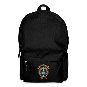 Art-Deco cat portrait: miaougically awesome! - Backpack - black - Front