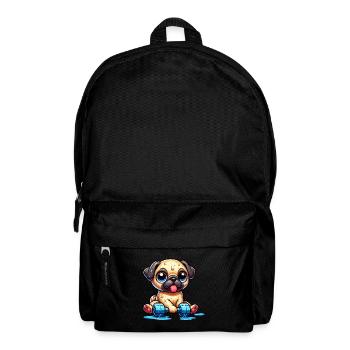 Funny Pug Cartoon Fitness Workout - Backpack - black - Front