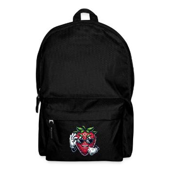 Cool Strawberry Fruit Comic with Sunglasses - Backpack - black - Front
