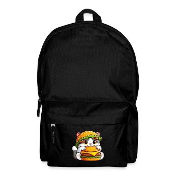 Cat Cat Cheeseburger Fast Food Whimsical Hat - Backpack - black - Front