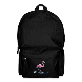 Skurriler Skifahrer-Flamingo auf der Piste - Rucksack - Schwarz - Vorne