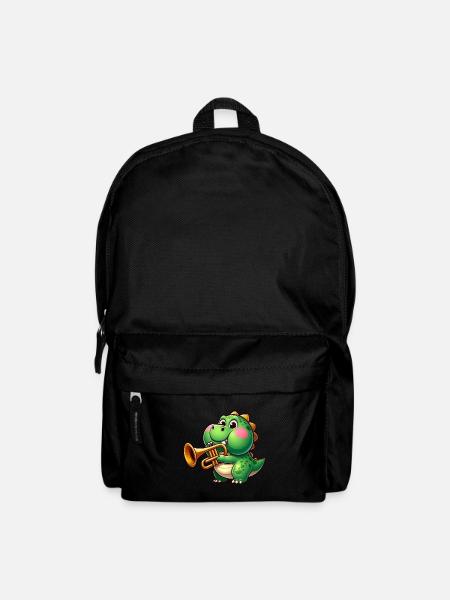 Dicker Trex mit Trompete Cartoon Dinosaurier Musik - Rucksack - Schwarz
