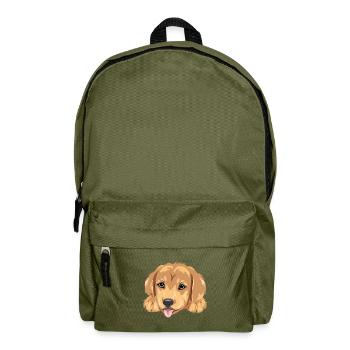 Lächelnder Golden Retriever Welpenkopf - Rucksack - Olivgrün - Vorne