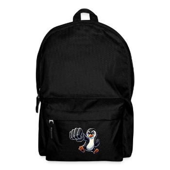 Cooler Pinguin Faust Karate Pinguin Cartoon - Rucksack - Schwarz - Vorne