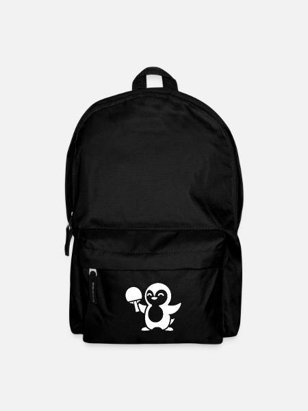 Minimalistischer Pinguin Tischtennis Silhouette - Rucksack - Schwarz