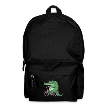 Whimsical bored crocodile cyclist lus - Backpack - black - Front