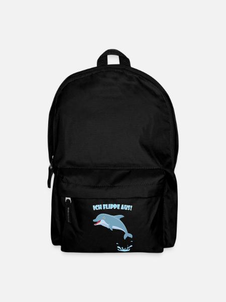 Delfin Spruch - Ich flippe aus (Geschenk) - Rucksack - Schwarz