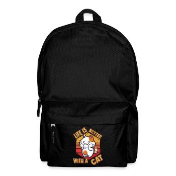Katze Life Is Better With A Cat Spruch Lustig - Rucksack - Schwarz - Vorne