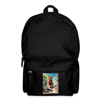 Katze Skateboaring - Rucksack - Schwarz - Vorne