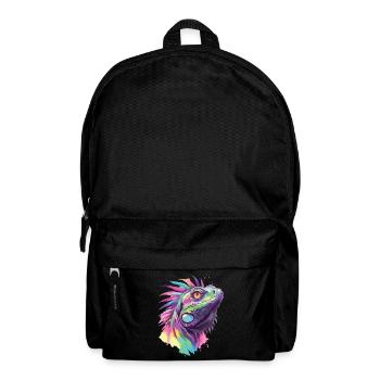 Leguan Echse Reptil Tier Natur Tropen Bunt Kunst - Rucksack - Schwarz - Vorne