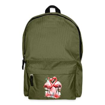 Flamingo Love Coeur Oiseau Exotique Été Rose - Sac à dos - vert olive - Devant