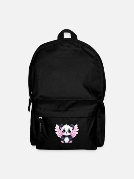 Panda-Engel-Mädchen mit Flügeln - Rucksack - Schwarz