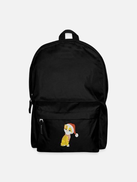 Chat de Noël jaune avec bonnet & écharpe - Sac à dos - noir
