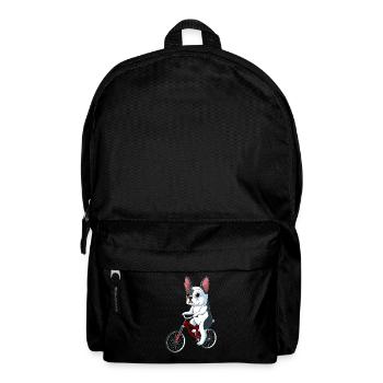 Französische Bulldogge auf Fahrrad French Bulldog - Rucksack - Schwarz - Vorne