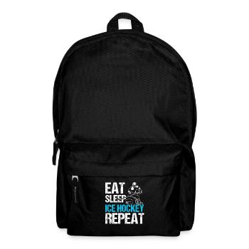Essen Sie Schlaf-Eishockey-Sport-Eishockey-Spieler-Geschenk - Rucksack - Schwarz - Vorne