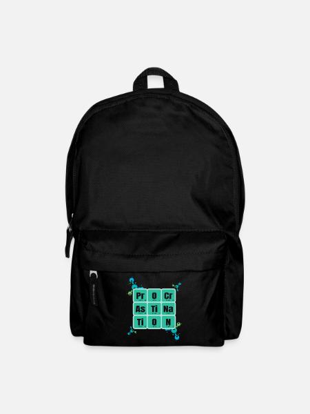 Procrastination Periodic Table Of Elements Design - Backpack - black