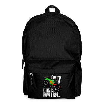 Geburtstag Junge 7 Jahre Monster Truck Geschenk - Rucksack - Schwarz - Vorne