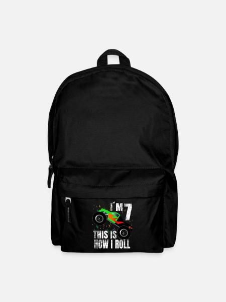 Birthday boy 7 years monster truck gift - Backpack - black