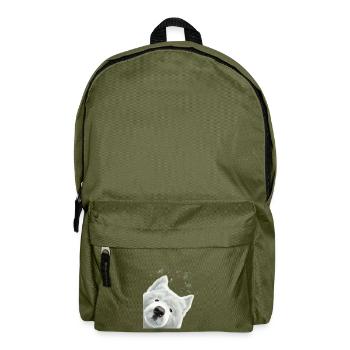 Curious Samoyed Dog - Backpack - olive green - Front