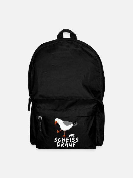 Möwe - lustiger Scheiss drauf Spruch - Rucksack - Schwarz