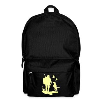 Hunter with dog on the prowl, gift idea hunt - Backpack - black - Front