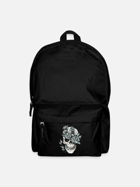 Skull skull with flowers gift idea - Backpack - black
