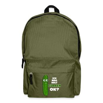 Gurke - lustiger Spruch mit Gurken - Rucksack - Olivgrün - Vorne