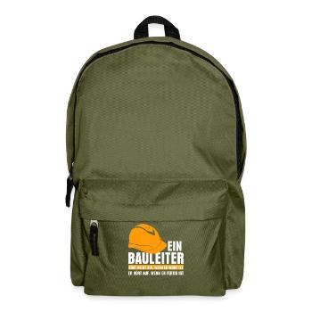 Bauleiter Baustelle Spruch lustig - Rucksack - Olivgrün - Vorne
