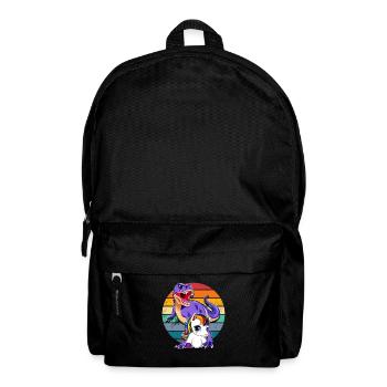 Einhorn und Dinosaurier - Rucksack - Schwarz - Vorne