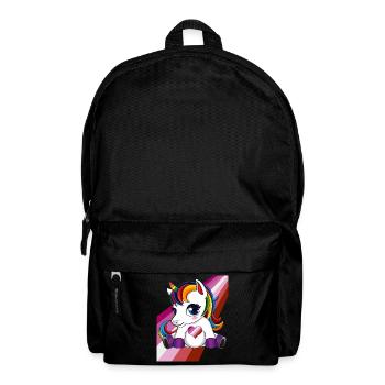 Einhorn mit Lesben Flagge Herz - LGBTQ Lesben - Rucksack - Schwarz - Vorne