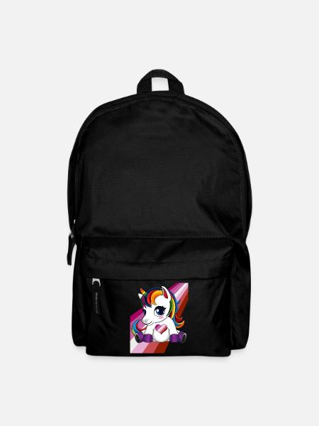 Einhorn mit Lesben Flagge Herz - LGBTQ Lesben - Rucksack - Schwarz