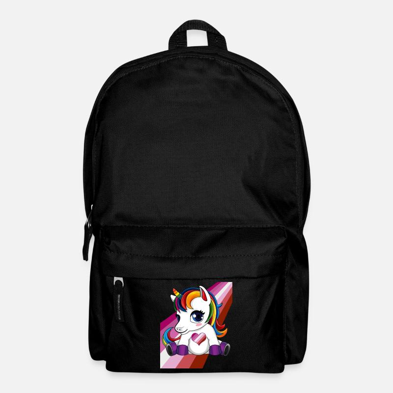 Einhorn mit Lesben Flagge Herz - LGBTQ Lesben - Rucksack - Schwarz