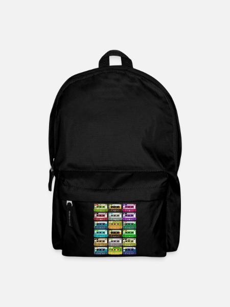 Cassette Tapes Mixtapes 1980s Radio Music - Backpack - black