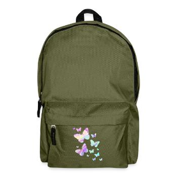 papillon papillon coloré couleurs nature - Sac à dos - vert olive - Devant