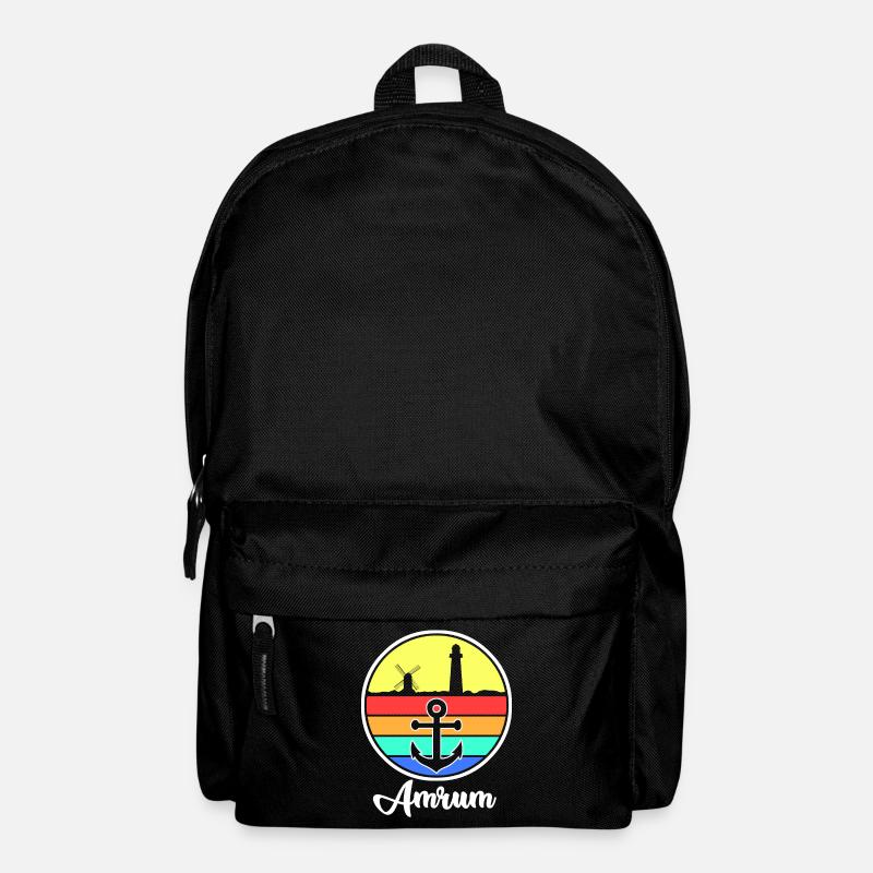 Amrum Retro Windrad Leuchtturm - Rucksack - Schwarz