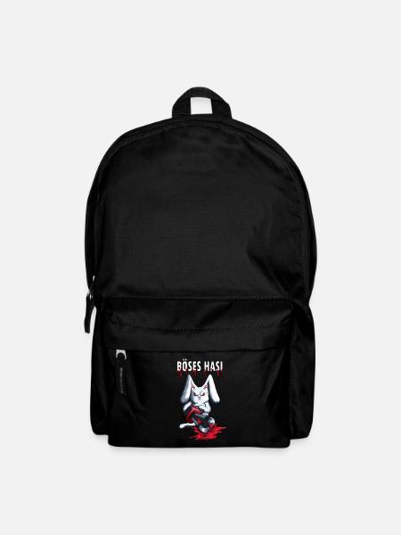 Böses Hasi lustiges Horror Motiv mit Kettensäge - Rucksack - Schwarz