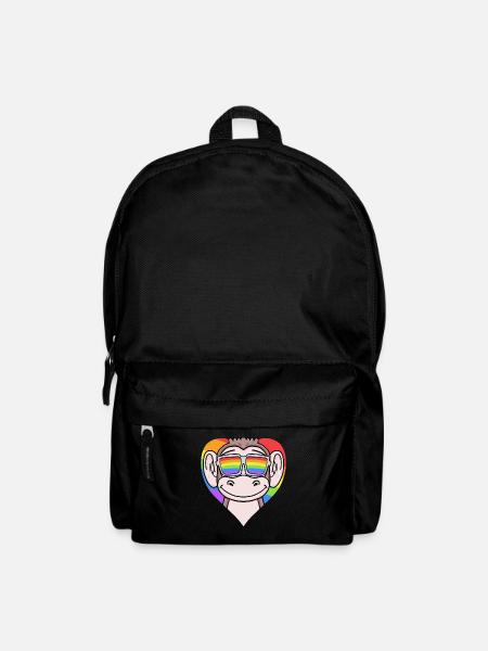 LGBT Herz mit Affe Regenbogen - Rucksack - Schwarz
