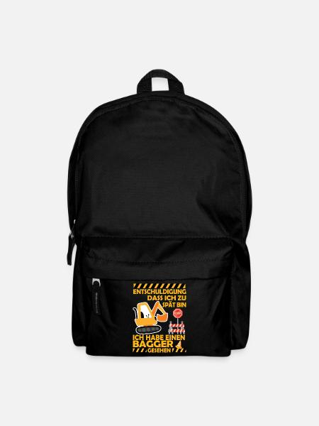 Ich habe einen Bagger gesehen Kinder Baustelle - Rucksack - Schwarz