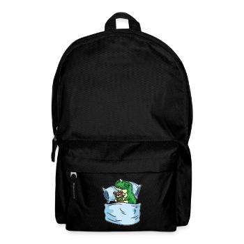 Schlafendes T-Rex Stofftier Sleepshirt - Rucksack - Schwarz - Vorne
