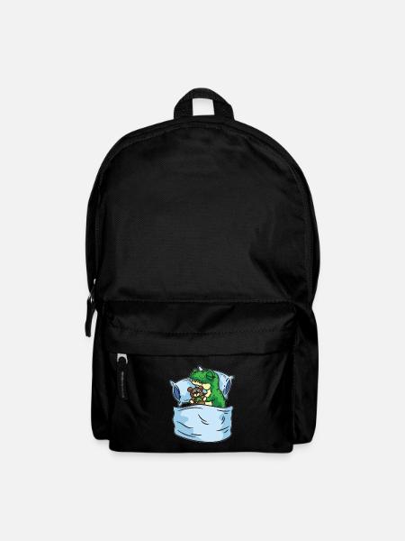 Schlafendes T-Rex Stofftier Sleepshirt - Rucksack - Schwarz