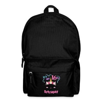 16th Birthday Girl Outfit Unicorn Cat - Backpack - black - Front