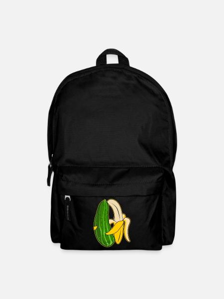 Banane und Gurke in Umarmung - Rucksack - Schwarz