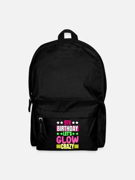 9. Geburtstag Let's Glow Crazy Buntes 9-jähriges - Rucksack - Schwarz